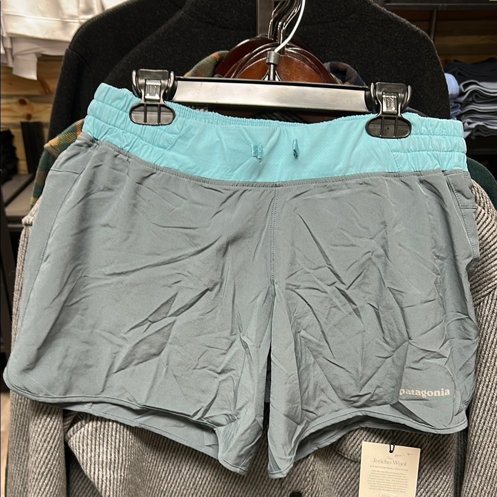 Patagonia Women's Gray and Blue Lined Run Shorts